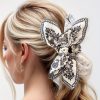 French Retro Floral Butterfly Hair Claw Clip